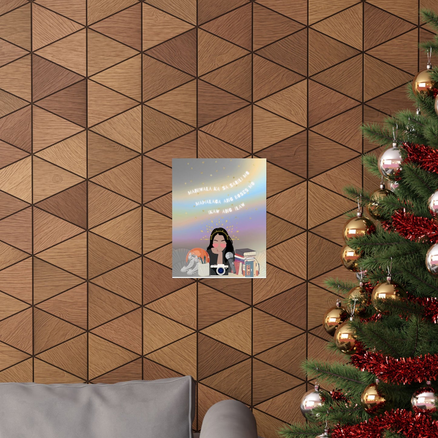 Believe in Yourself — Filipino Inspirational Art Print with Camera, Books & Quote