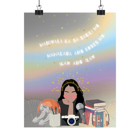 Believe in Yourself — Filipino Inspirational Art Print with Camera, Books & Quote